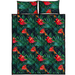 Hawaiian Tropical Flowers Pattern Print Quilt Bed Set