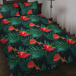 Hawaiian Tropical Flowers Pattern Print Quilt Bed Set