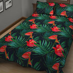 Hawaiian Tropical Flowers Pattern Print Quilt Bed Set
