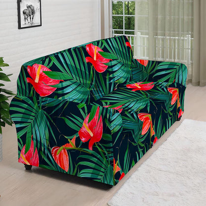 Hawaiian Tropical Flowers Pattern Print Sofa Cover