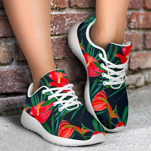 Hawaiian Tropical Flowers Pattern Print Sport Shoes GearFrost