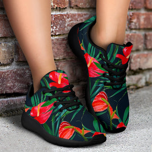 Hawaiian Tropical Flowers Pattern Print Sport Shoes GearFrost