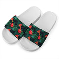 Hawaiian Tropical Flowers Pattern Print White Slide Sandals