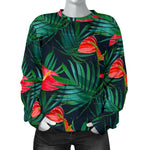 Hawaiian Tropical Flowers Pattern Print Women's Crewneck Sweatshirt GearFrost