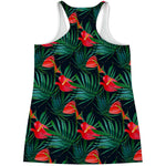 Hawaiian Tropical Flowers Pattern Print Women's Racerback Tank Top