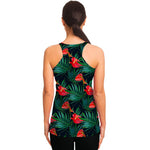 Hawaiian Tropical Flowers Pattern Print Women's Racerback Tank Top