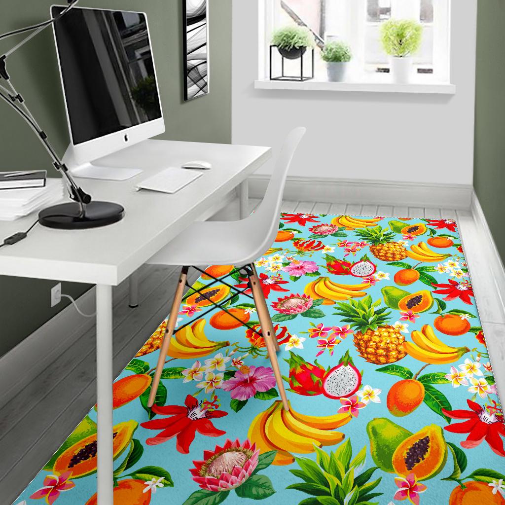 Hawaiian Tropical Fruits Pattern Print Area Rug GearFrost