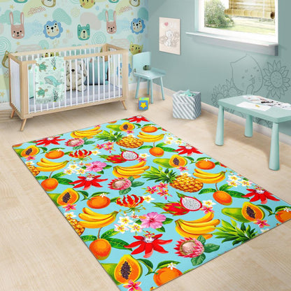 Hawaiian Tropical Fruits Pattern Print Area Rug GearFrost