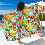 Hawaiian Tropical Fruits Pattern Print Beach Sarong Wrap
