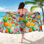 Hawaiian Tropical Fruits Pattern Print Beach Sarong Wrap
