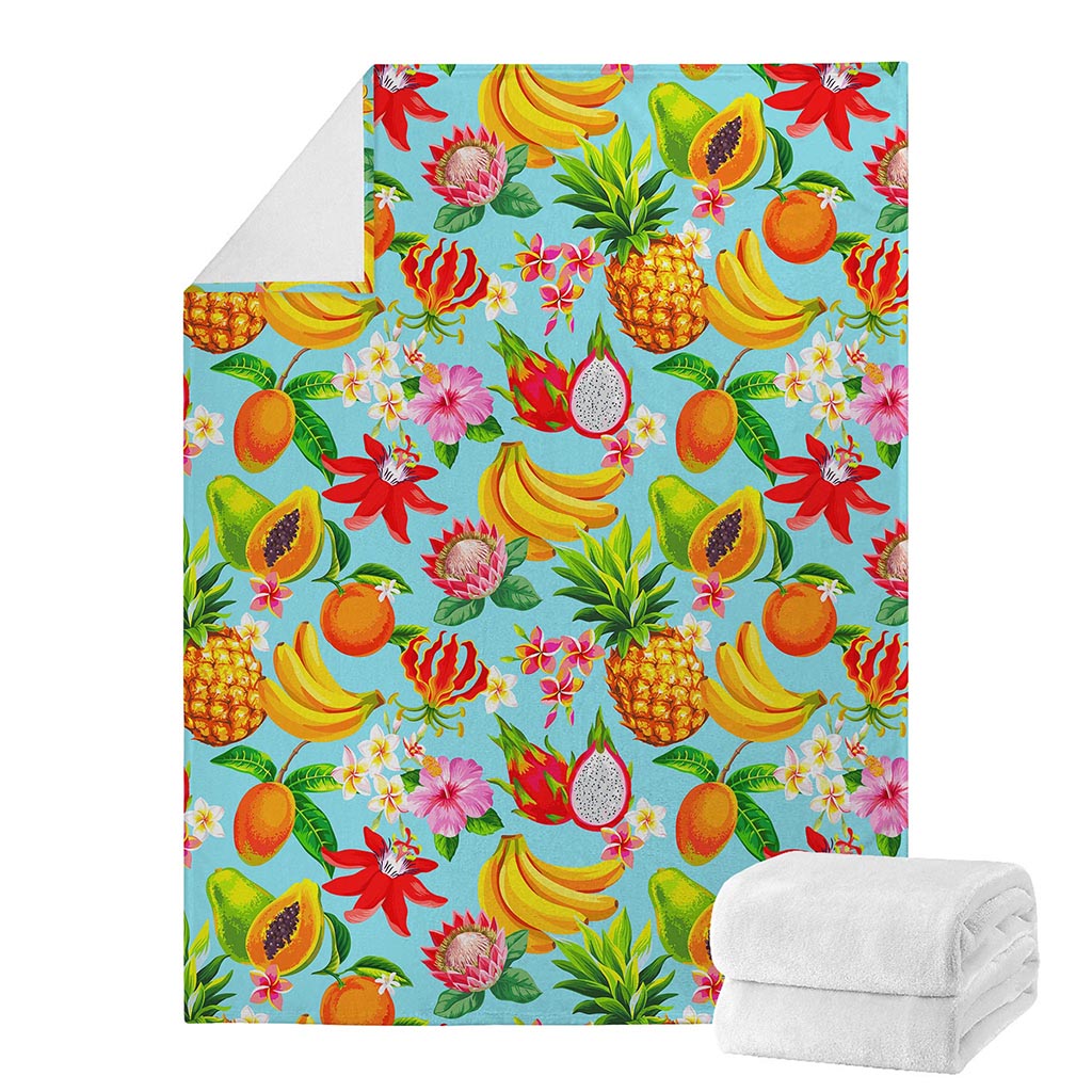 Hawaiian Tropical Fruits Pattern Print Blanket