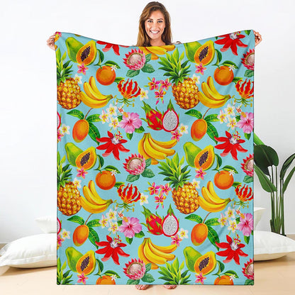 Hawaiian Tropical Fruits Pattern Print Blanket