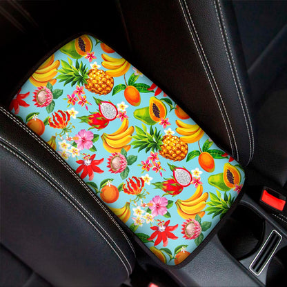 Hawaiian Tropical Fruits Pattern Print Car Center Console Cover