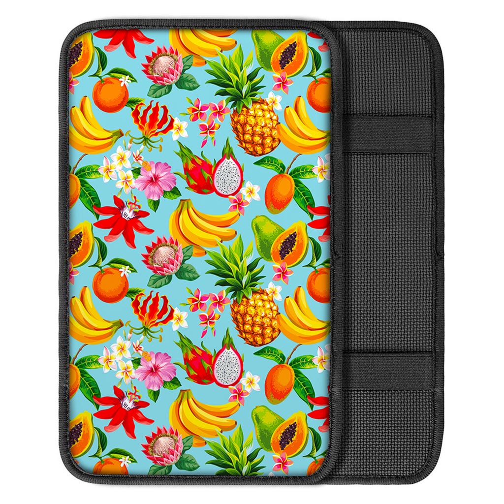 Hawaiian Tropical Fruits Pattern Print Car Center Console Cover