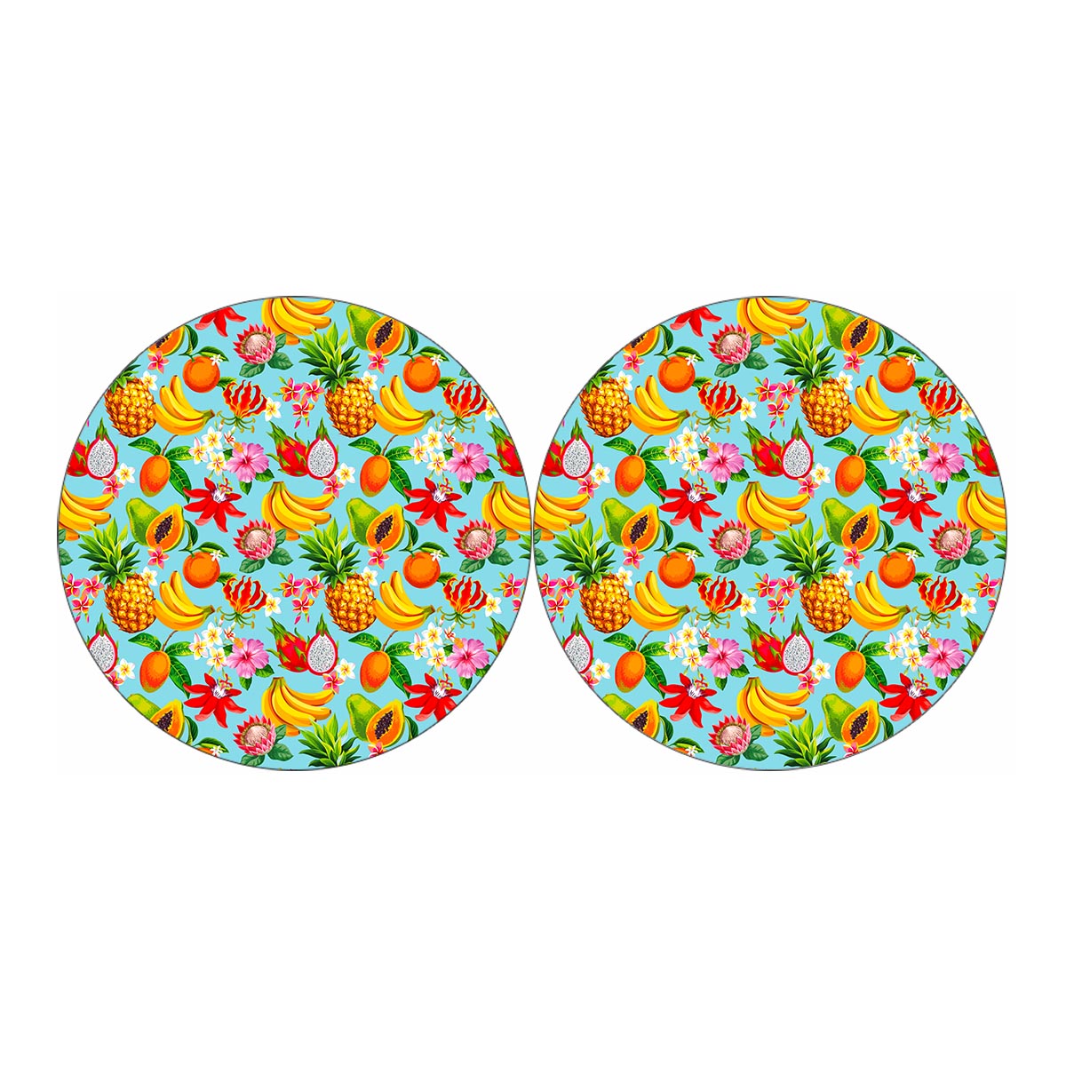 Hawaiian Tropical Fruits Pattern Print Car Coasters