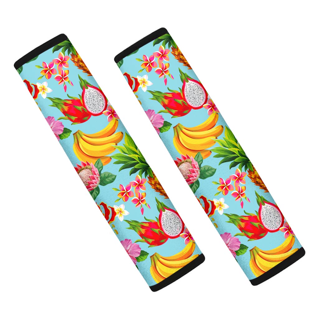 Hawaiian Tropical Fruits Pattern Print Car Seat Belt Covers