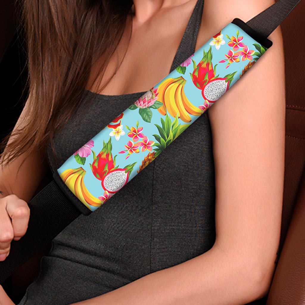 Hawaiian Tropical Fruits Pattern Print Car Seat Belt Covers