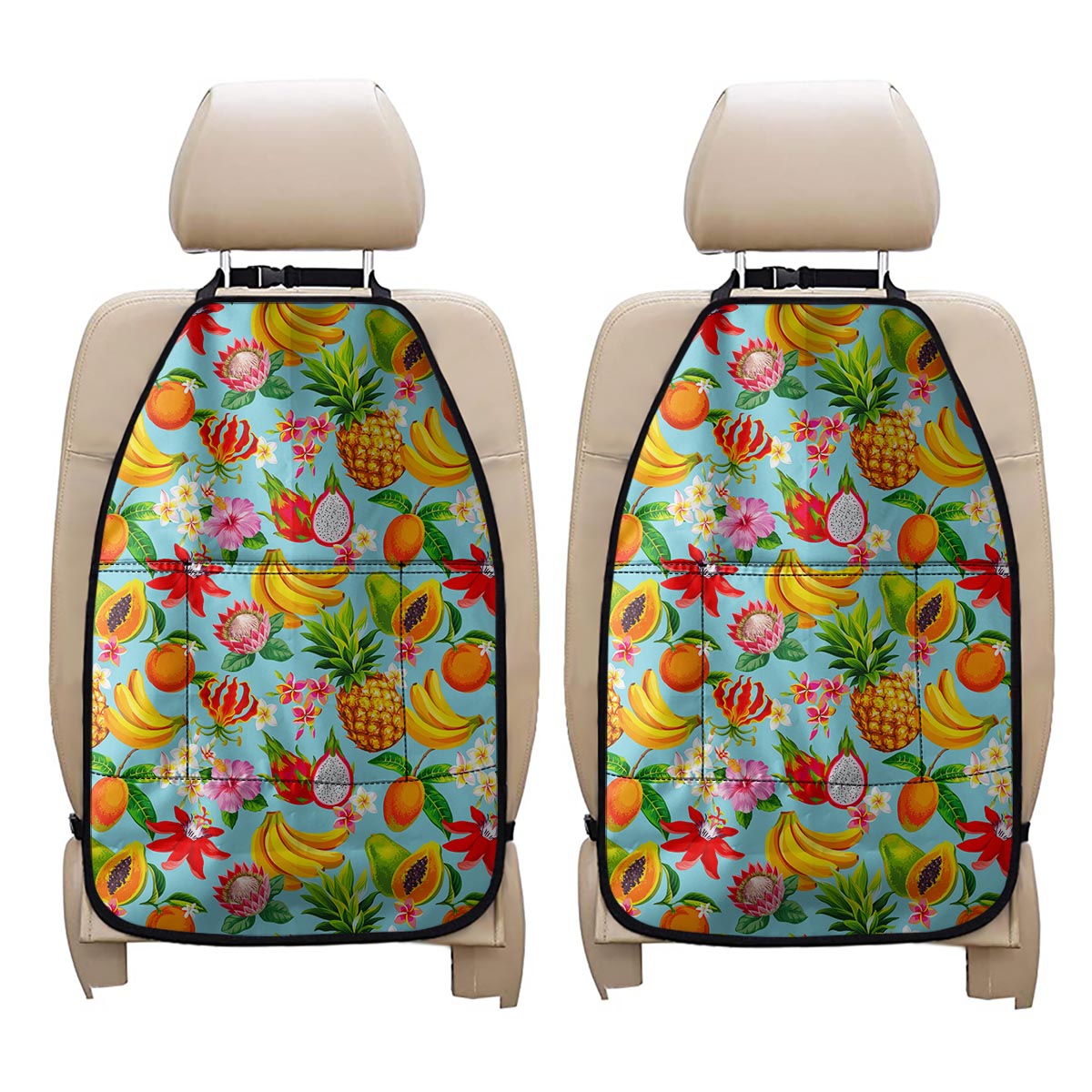 Hawaiian Tropical Fruits Pattern Print Car Seat Organizers
