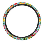 Hawaiian Tropical Fruits Pattern Print Car Steering Wheel Cover