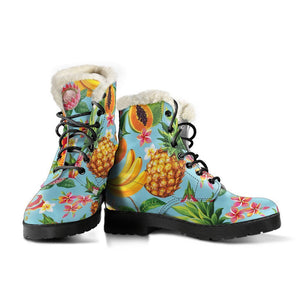 Hawaiian Tropical Fruits Pattern Print Comfy Boots GearFrost
