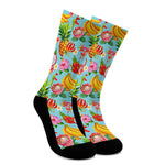 Hawaiian Tropical Fruits Pattern Print Crew Socks