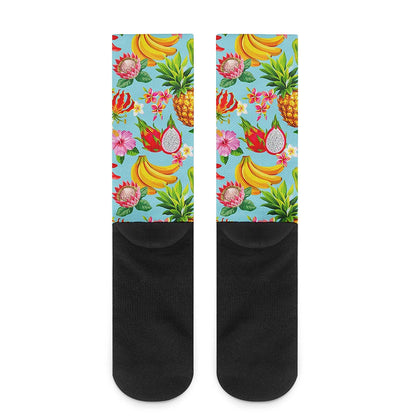 Hawaiian Tropical Fruits Pattern Print Crew Socks