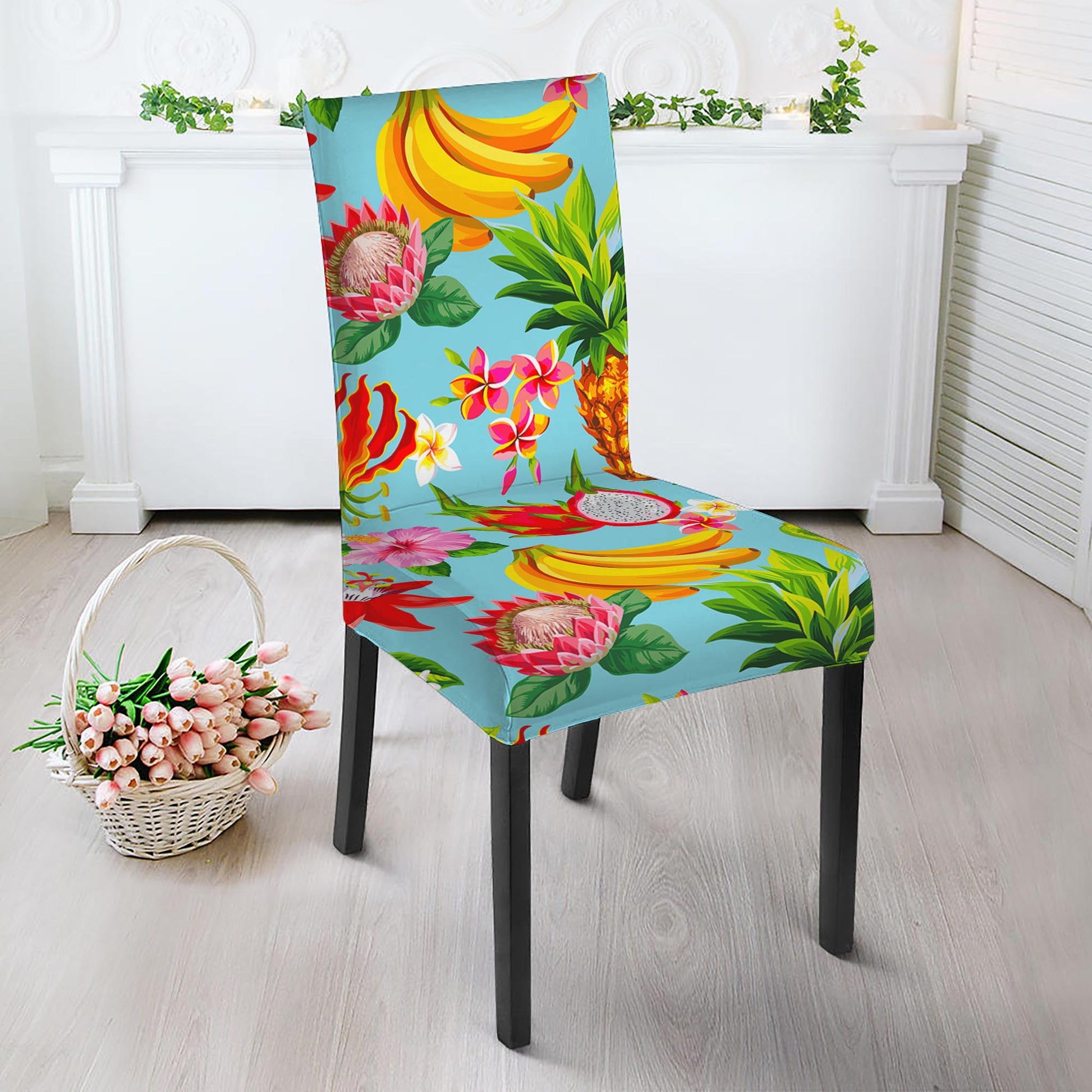 Hawaiian Tropical Fruits Pattern Print Dining Chair Slipcover