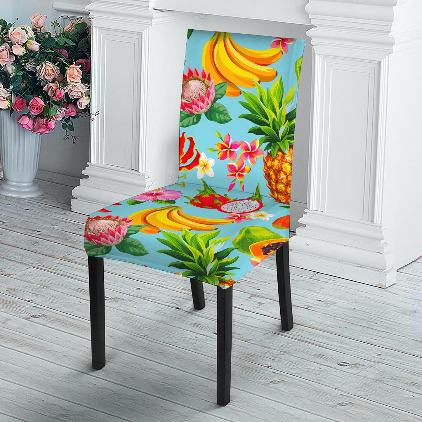 Hawaiian Tropical Fruits Pattern Print Dining Chair Slipcover