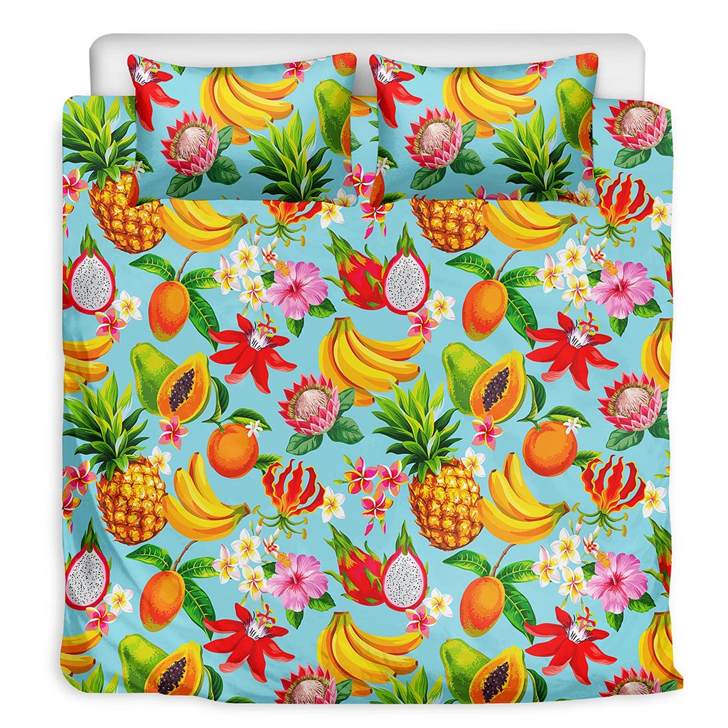 Hawaiian Tropical Fruits Pattern Print Duvet Cover Bedding Set