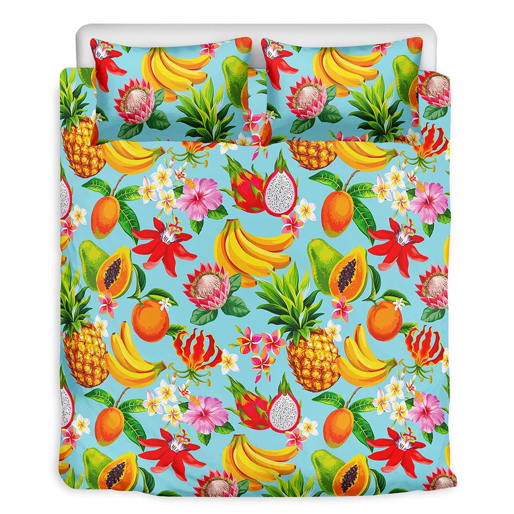 Hawaiian Tropical Fruits Pattern Print Duvet Cover Bedding Set