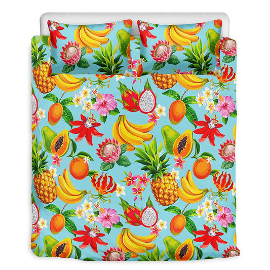 Hawaiian Tropical Fruits Pattern Print Duvet Cover Bedding Set