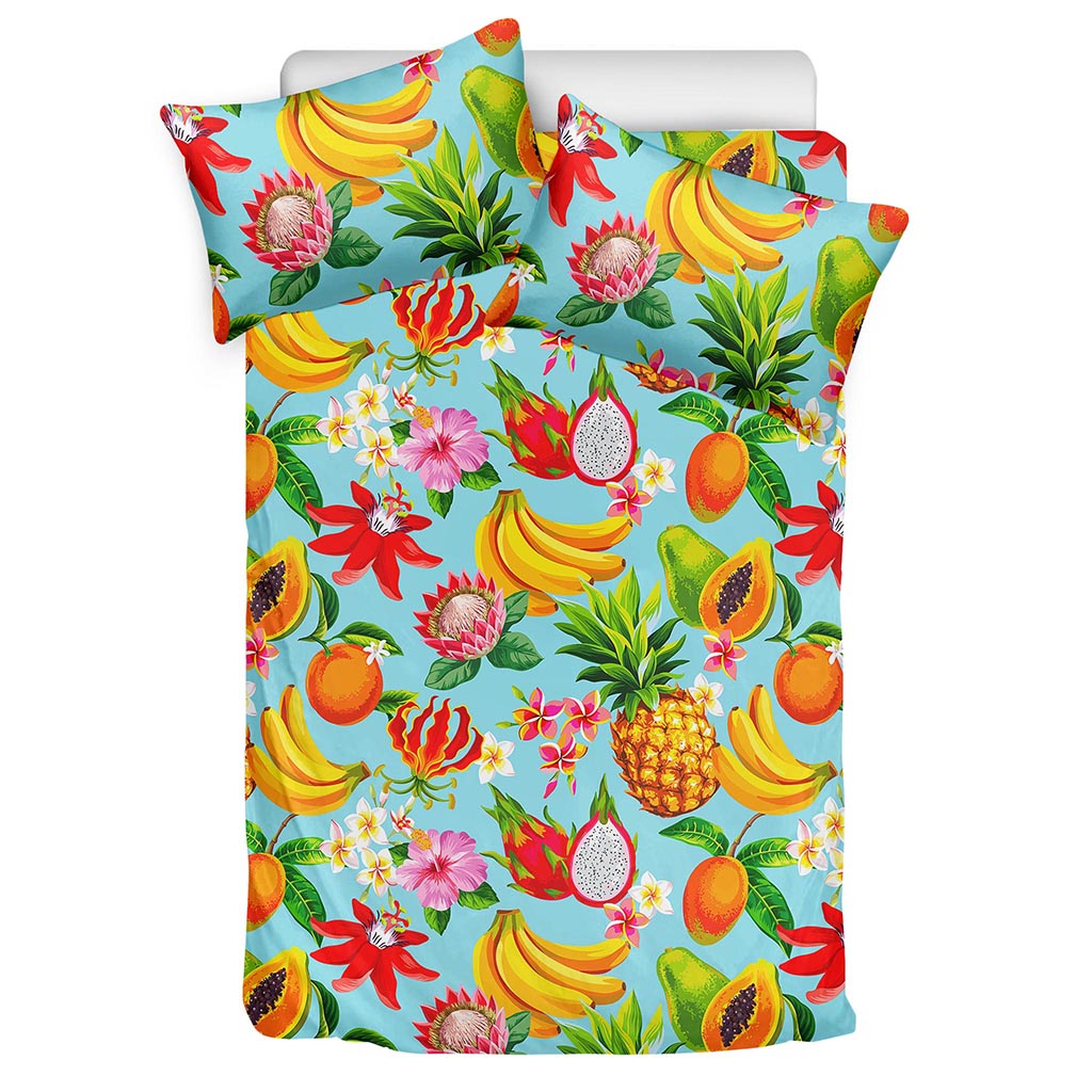 Hawaiian Tropical Fruits Pattern Print Duvet Cover Bedding Set