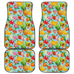 Hawaiian Tropical Fruits Pattern Print Front and Back Car Floor Mats