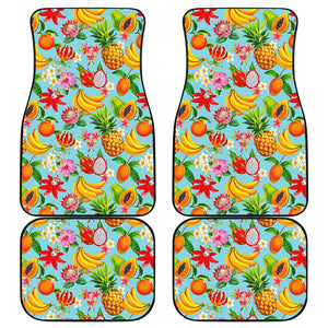 Hawaiian Tropical Fruits Pattern Print Front and Back Car Floor Mats