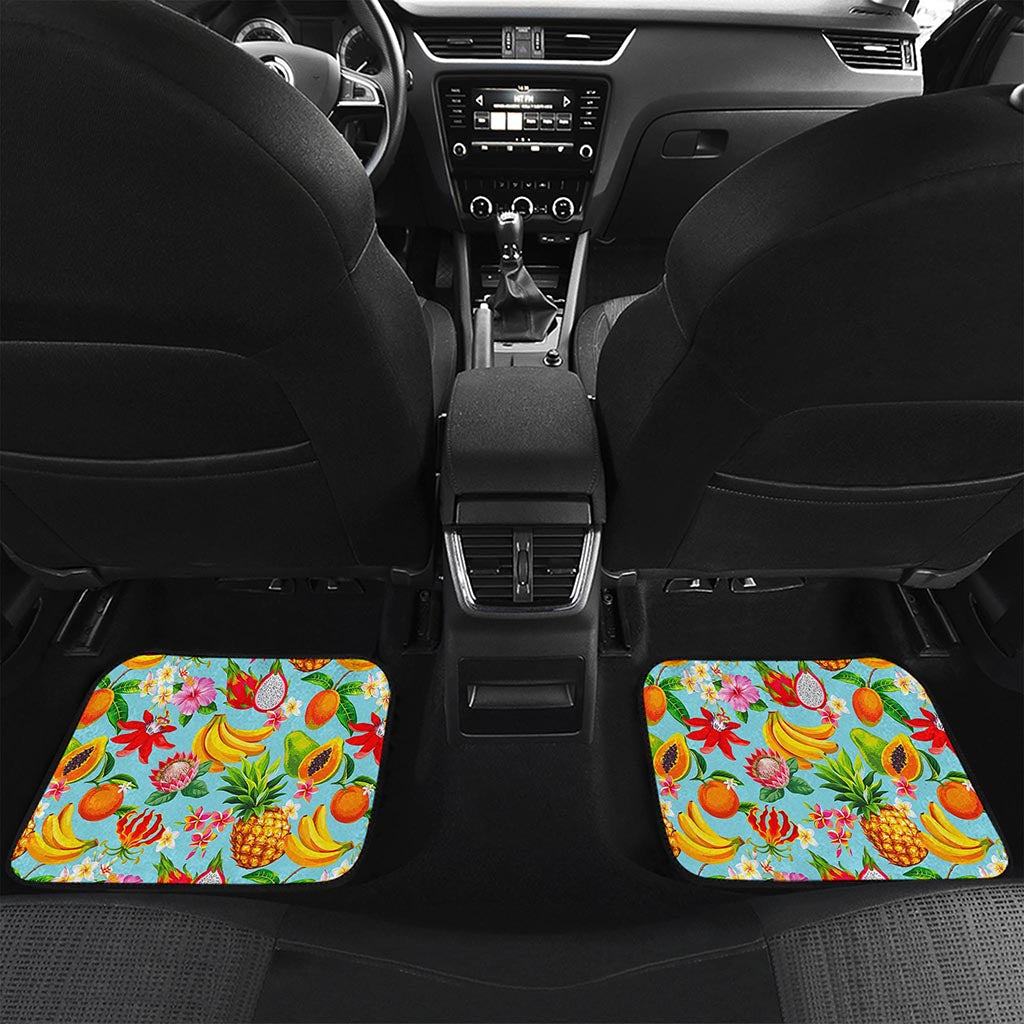 Hawaiian Tropical Fruits Pattern Print Front and Back Car Floor Mats