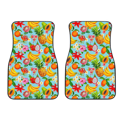 Hawaiian Tropical Fruits Pattern Print Front Car Floor Mats