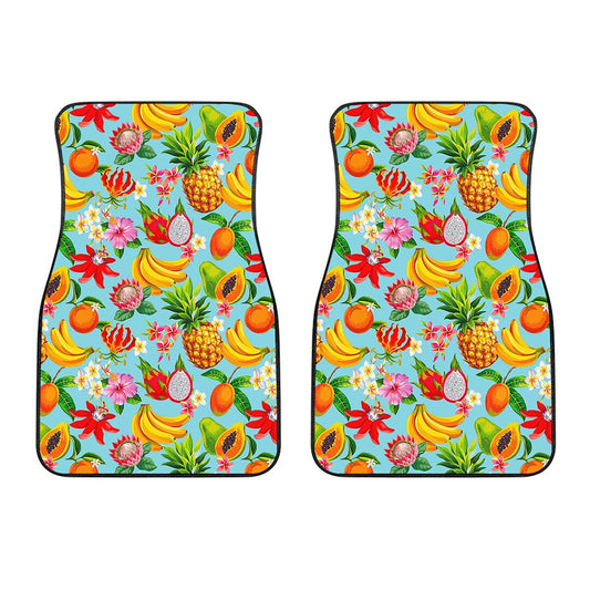 Hawaiian Tropical Fruits Pattern Print Front Car Floor Mats