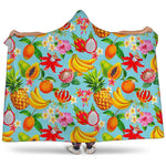 Hawaiian Tropical Fruits Pattern Print Hooded Blanket