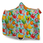 Hawaiian Tropical Fruits Pattern Print Hooded Blanket
