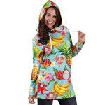 Hawaiian Tropical Fruits Pattern Print Hoodie Dress GearFrost