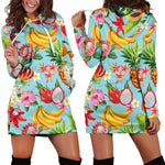 Hawaiian Tropical Fruits Pattern Print Hoodie Dress GearFrost