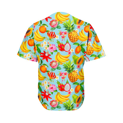 Hawaiian Tropical Fruits Pattern Print Men's Baseball Jersey