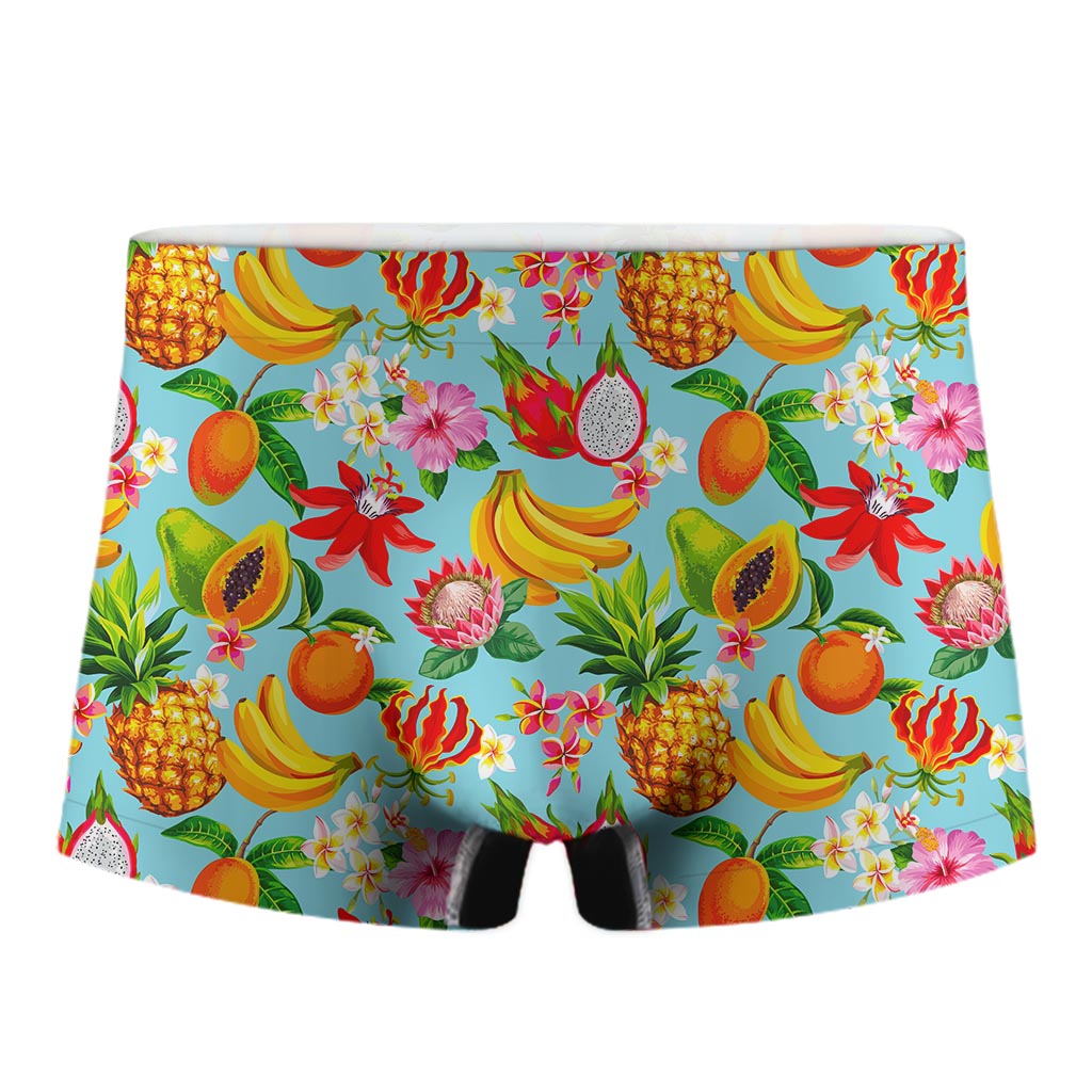 Hawaiian Tropical Fruits Pattern Print Men's Boxer Briefs
