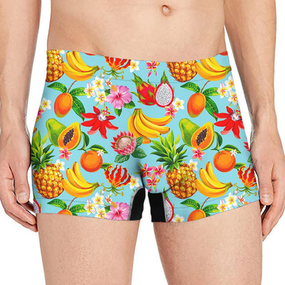 Hawaiian Tropical Fruits Pattern Print Men's Boxer Briefs