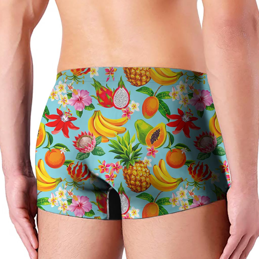 Hawaiian Tropical Fruits Pattern Print Men's Boxer Briefs