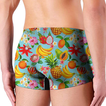 Hawaiian Tropical Fruits Pattern Print Men's Boxer Briefs
