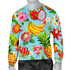 Hawaiian Tropical Fruits Pattern Print Men's Crewneck Sweatshirt GearFrost