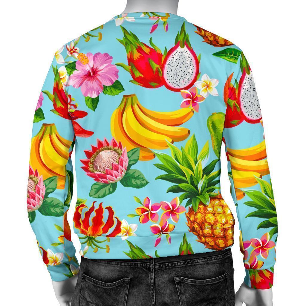 Hawaiian Tropical Fruits Pattern Print Men's Crewneck Sweatshirt GearFrost