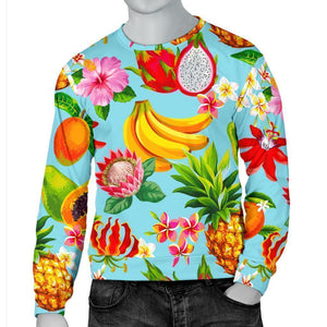 Hawaiian Tropical Fruits Pattern Print Men's Crewneck Sweatshirt GearFrost