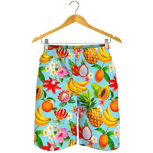 Hawaiian Tropical Fruits Pattern Print Men's Shorts